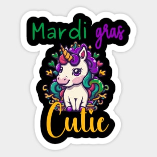 Mardi Gras Cutie Unicorn Sticker